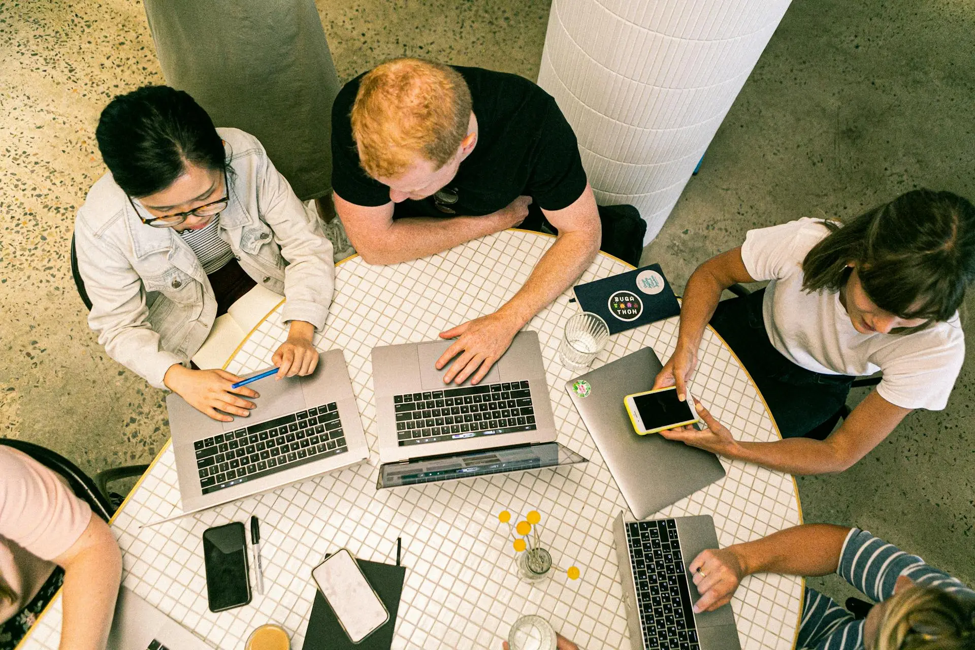 Employees working on laptop