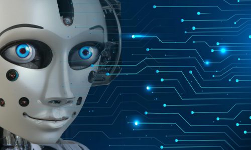 A humanoid AI robot representing how intelligent chatbots and AI assistants are transforming human resources through automation, data-driven decision-making, and virtual employee support.
